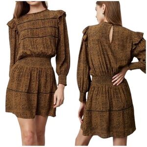 Rails Faren Dress Sepia Python Long Sleeve
Mini Dress Smocked. Size M.
